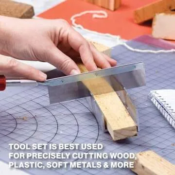 Excel Blades Metal Mitre Box Set With Handle and Razor Pull Saw Blade - Small 6-Inch Aluminum and Steel Tool for Wood, Plastic, and Soft Metals, 2 Cutting Angles