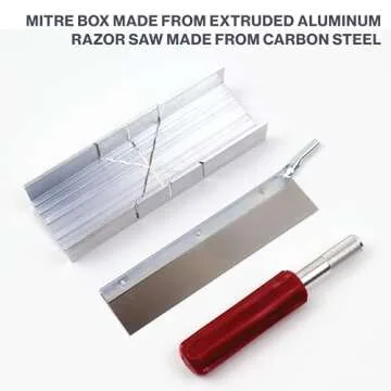 Excel Blades Metal Mitre Box Set With Handle and Razor Pull Saw Blade - Small 6-Inch Aluminum and Steel Tool for Wood, Plastic, and Soft Metals, 2 Cutting Angles