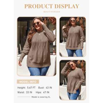 Eytino Plus Size Sweater for Women Casual Chic Style