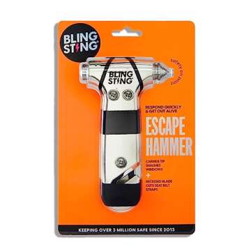 BLINGSTING Safety Hammer - Emergency Automotive Escape Tool with Window Breaker, Seat Belt Cutter & ...