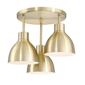 Elegant 3-Light Semi Flush Mount Brass Chandelier for Home