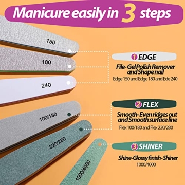 Teenitor 6pcs Nail File and Buffer Set for Perfect Nails