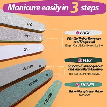 Teenitor 6pcs Nail File and Buffer Set for Perfect Nails