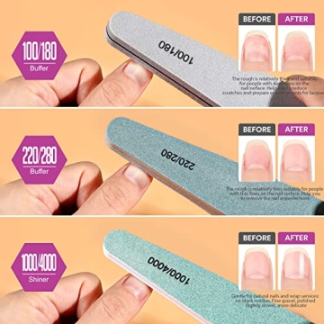 Teenitor 6pcs Nail File and Buffer Set for Perfect Nails