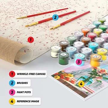 Opalberry Paint by Numbers - 16x20 Wrinkle-Free Rolled Canvas - Adults' Paint-by-Number Kit - DIY Painting Flowers