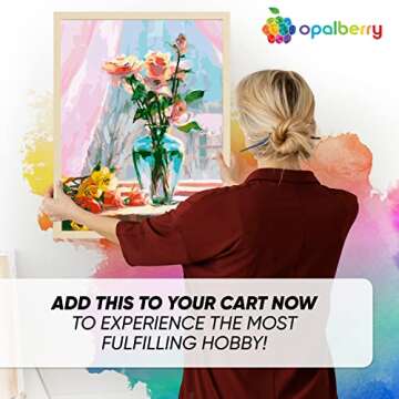 Opalberry Paint by Numbers - 16x20 Wrinkle-Free Rolled Canvas - Adults' Paint-by-Number Kit - DIY Painting Flowers