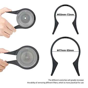 2 Packs Camera Lens Filter Wrench Kit, CPL UV ND Filter Removal Wrench Tool Set, Fit 55mm-72mm 77mm-...