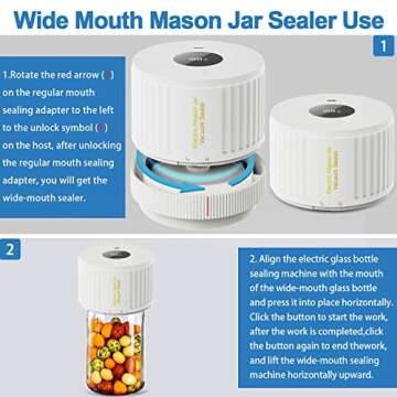 LOVE MOMENT Electric Mason Jar Vacuum Sealer Kit for Wide Mouth and Regular Mouth Mason Jar - White