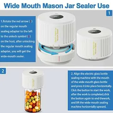 LOVE MOMENT Electric Mason Jar Vacuum Sealer Kit for Wide Mouth and Regular Mouth Mason Jar - White