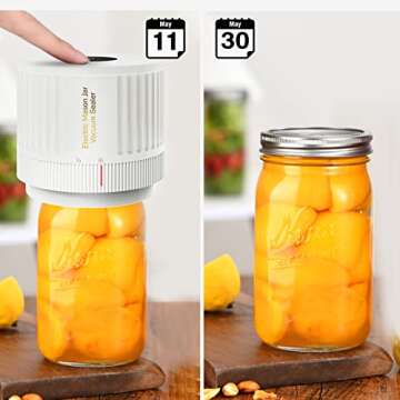 LOVE MOMENT Electric Mason Jar Vacuum Sealer Kit for Wide Mouth and Regular Mouth Mason Jar - White