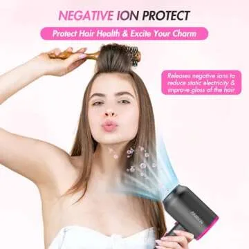 ANIEKIN Hair Dryer, 1875 Watts Fast Drying Blow Dryer with Diffuser and Concentrator, Compact Lightweight Hair Dryer for Women and Men