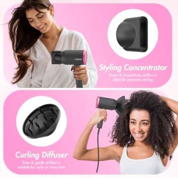 ANIEKIN Hair Dryer, 1875 Watts Fast Drying Blow Dryer with Diffuser and Concentrator, Compact Lightweight Hair Dryer for Women and Men