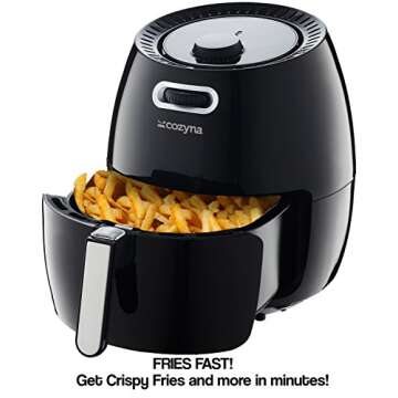 Air Fryer XL by Cozyna (5.8QT) with airfryer cookbook (over 50 recipes) and a basket divider