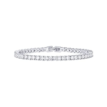 PAVOI 14K Gold Plated 3mm Cubic Zirconia Classic Tennis Bracelet - Elegant Accessories for Women, Si...