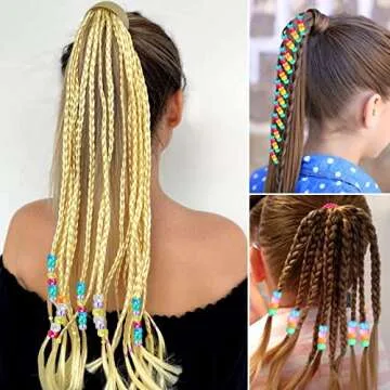 Miss Rabbit 24 Color Pony Beads for Jewelry Making, Hair Beads for Braids with Hair Beaders, Rainbow Kandi Bracelets Kit for Bracelet Making for Women DIY Crafts Friendship Bracelets Making Kit Gift