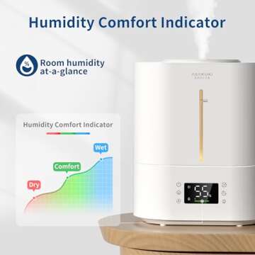 ASAKUKI Humidifiers for Bedroom Large Room, 4L Top Fill Cool Mist Humidifiers for Baby Nursery & Plants, Adjustable Humidity Control, Smart Auto Mode, Essential Oil Tray, Quiet Sleep Mode with Cleaner