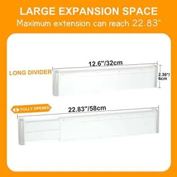 HiYZ Expandable Drawer Dividers, Large Kitchen Utensils Drawer Divider, 2.36" High Adjustable Drawer Organizers Separators for Clothing,Kitchen Utensils,Tools,3 Long Dividers(12.6"-22.8")