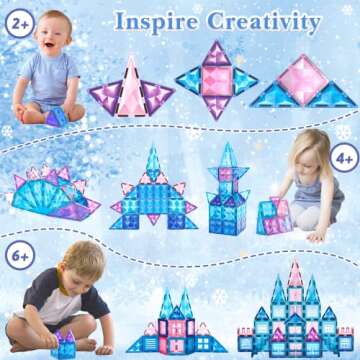 HOOLYUK Magnetic Tiles, 83PCS Magnetic Building Blocks Princess Pretend Toys for Kids, Educational Learning Toys Building Tiles for Boys Girls Toddlers Children 3 4 5 6 7 8 Year Old for Birthday Gift