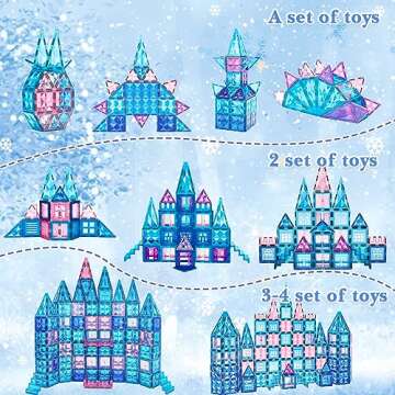 HOOLYUK Magnetic Tiles, 83PCS Magnetic Building Blocks Princess Pretend Toys for Kids, Educational Learning Toys Building Tiles for Boys Girls Toddlers Children 3 4 5 6 7 8 Year Old for Birthday Gift