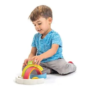 Tender Leaf Toys - Rainbow Tunnel - 7 Pcs Beautiful Wooden Rainbow Stacker - Colorful Rainbow Stacking Toy - Size and Color Recognition - Cognitive Game, Educational Toy