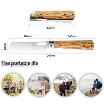 SENBON 440A Ultra Sharp Folding Chef Knife for Outdoor Cooking