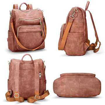 Oyifan Diaper Bag, Women's Backpack Purse, Fashionable Multifunctional Design, Large Women's Backpacks, Shoulder Bags, Leather Travel Backpacks, Brown Backpacks