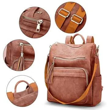 OYIFAN Multifunctional PU Leather Backpack Purse