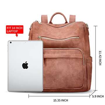 Oyifan Diaper Bag, Women's Backpack Purse, Fashionable Multifunctional Design, Large Women's Backpacks, Shoulder Bags, Leather Travel Backpacks, Brown Backpacks