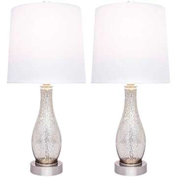 Oneach Modern Glass Table Lamps Set of 2 for Living Room (Small)