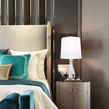 Oneach Modern Glass Table Lamps Set of 2 for Living Room (Small)