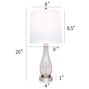 Oneach Modern Glass Table Lamps Set of 2 for Living Room (Small)