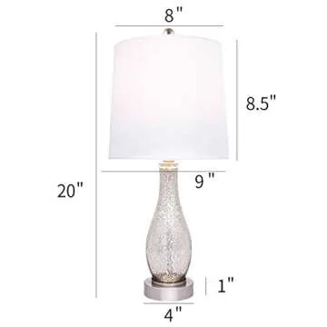Oneach Modern Glass Table Lamps Set of 2 for Living Room (Small)