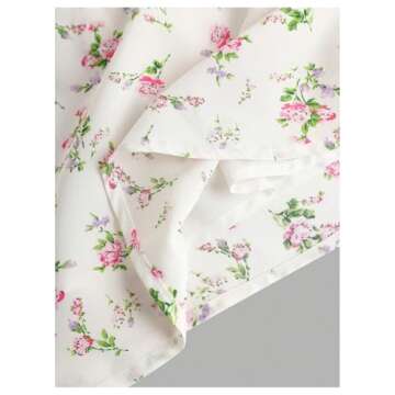 Floerns Girl's Floral Print Sleeveless Ruched Ruffle Hem A Line Cami Short Dress White Ivory 10Y