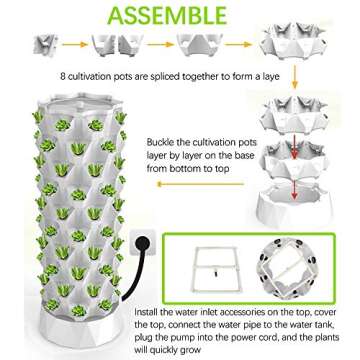 ZXMT 80 Pots Hydroponics Tower Aquaponics Grow System - Perfect for Indoor & Outdoor Gardening!