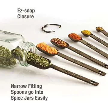 2lbDepot Black Measuring Spoons Set of 7 Includes Bonus Leveler, Premium, Rust Proof, Heavy Duty, Black Plated, Stainless Steel Metal, Narrow, Long Handle Design fits into Spice Jars