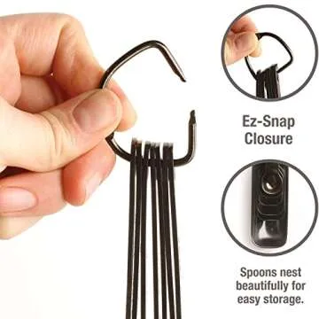 2lbDepot Black Measuring Spoons Set of 7 Includes Bonus Leveler, Premium, Rust Proof, Heavy Duty, Black Plated, Stainless Steel Metal, Narrow, Long Handle Design fits into Spice Jars