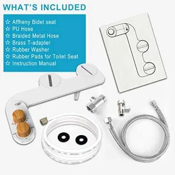 Affheny Bidet Attachment for Toilet, Hot and Cold Non-Electric Bidet Toilet Water Sprayer with Adjustable Water Pressure Nozzle, Angle Control & Easy Installation（White/Wood Grain）