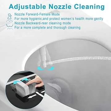 Affheny Bidet Attachment for Toilet, Hot and Cold Non-Electric Bidet Toilet Water Sprayer with Adjustable Water Pressure Nozzle, Angle Control & Easy Installation（White/Wood Grain）