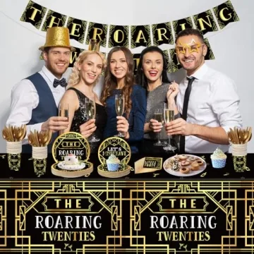 168 Pcs Roaring 1920's Party Set for 24 Guests