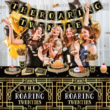 168 Pcs Roaring 1920's Party Set for 24 Guests