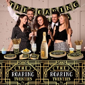 168 Pcs Roaring 1920's Party Set for 24 Guests