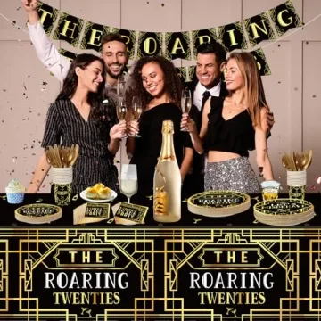 168 Pcs Roaring 1920's Party Set for 24 Guests