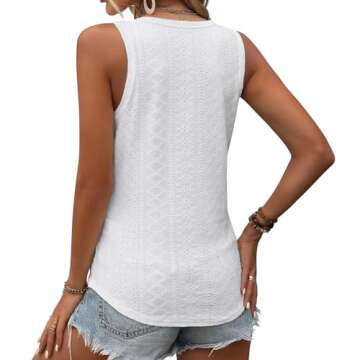 KILISU Womens V Neck Short Sleeve Embroidery Shirts Casual Loose Tops Dressy Blouses White