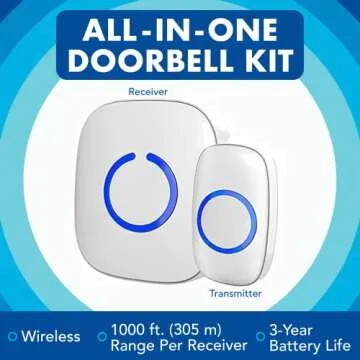 SadoTech Wireless Doorbells for Home, Apartments, Businesses, Classrooms, etc. - 1 Door Bell Ringer ...