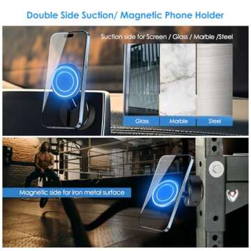 Electric Vacuum Suction Car Phone Mount, Double Sided Phone Holder, Magnetic Suction Phone Mount for Mental, Suction Phone Mount for Car/Screen/Mirror/Tile/Glass, Compatible with iPhone & All Phones