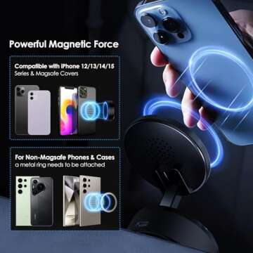 Electric Vacuum Suction Car Phone Mount, Double Sided Phone Holder, Magnetic Suction Phone Mount for Mental, Suction Phone Mount for Car/Screen/Mirror/Tile/Glass, Compatible with iPhone & All Phones