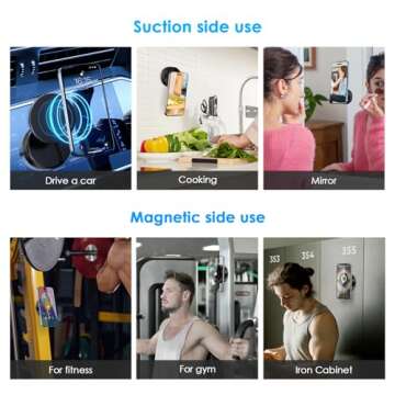 Electric Vacuum Suction Car Phone Mount, Double Sided Phone Holder, Magnetic Suction Phone Mount for Mental, Suction Phone Mount for Car/Screen/Mirror/Tile/Glass, Compatible with iPhone & All Phones