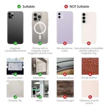 Electric Vacuum Suction Car Phone Mount, Double Sided Phone Holder, Magnetic Suction Phone Mount for Mental, Suction Phone Mount for Car/Screen/Mirror/Tile/Glass, Compatible with iPhone & All Phones