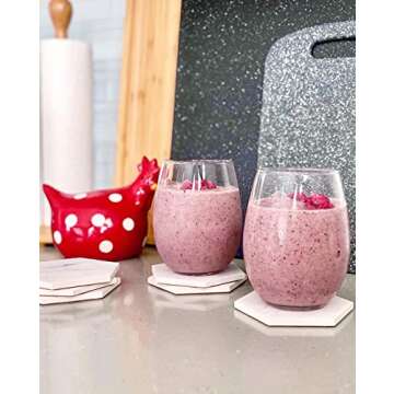 Sweese Hexagon Absorbent Coaster Sets of 6 - Marble Pattern Ceramic Drink Coaster with Cork Base for Tabletop Protection, Great for Kinds of Cups, Home Decor, No. 242.101