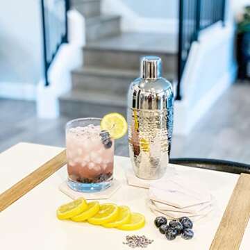 Sweese Hexagon Absorbent Coaster Sets of 6 - Marble Pattern Ceramic Drink Coaster with Cork Base for Tabletop Protection, Great for Kinds of Cups, Home Decor, No. 242.101